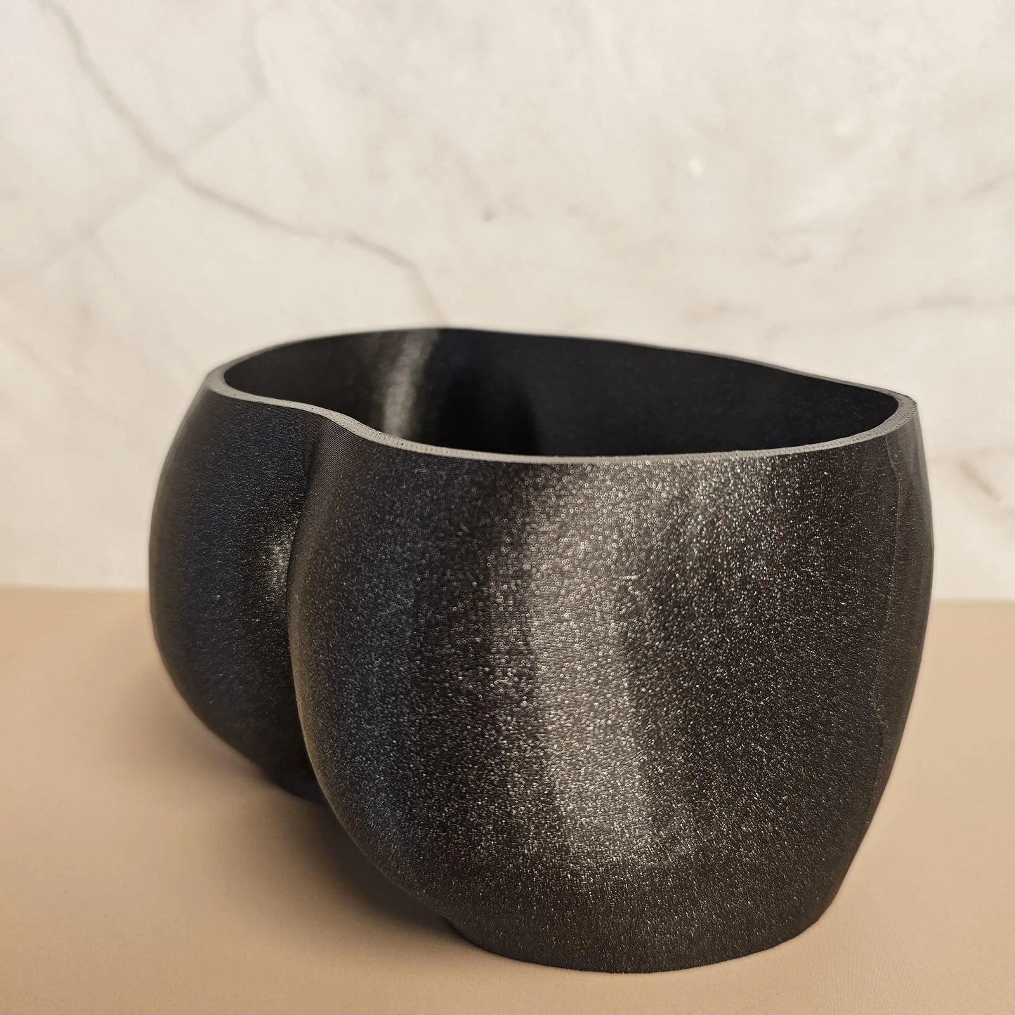3D Printed Diamond Black Butt Planter - Modern Feminine Booty Sculpture Vase for Small Plants CR3 Design Co