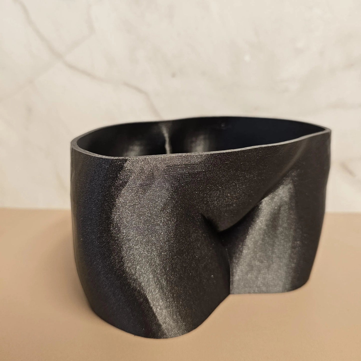 3D Printed Diamond Black Butt Planter - Modern Feminine Booty Sculpture Vase for Small Plants CR3 Design Co