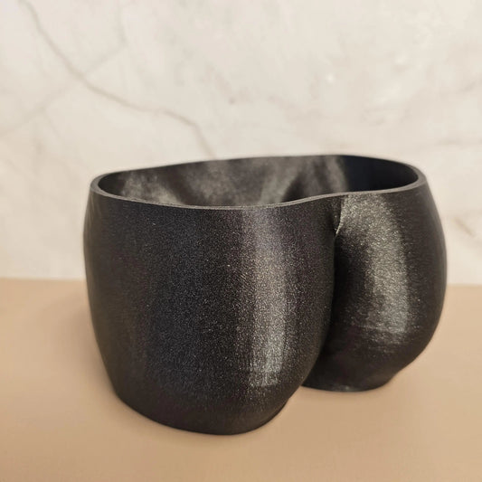 3D Printed Diamond Black Butt Planter - Modern Feminine Booty Sculpture Vase for Small Plants CR3 Design Co