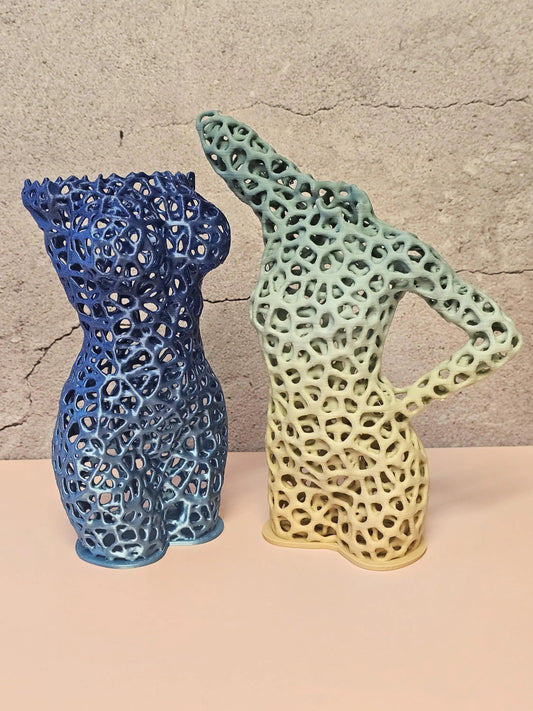 Voronoi Torso Vase: 3D Printed Sculptural Art - Modern Home Decor CR3 Design Co