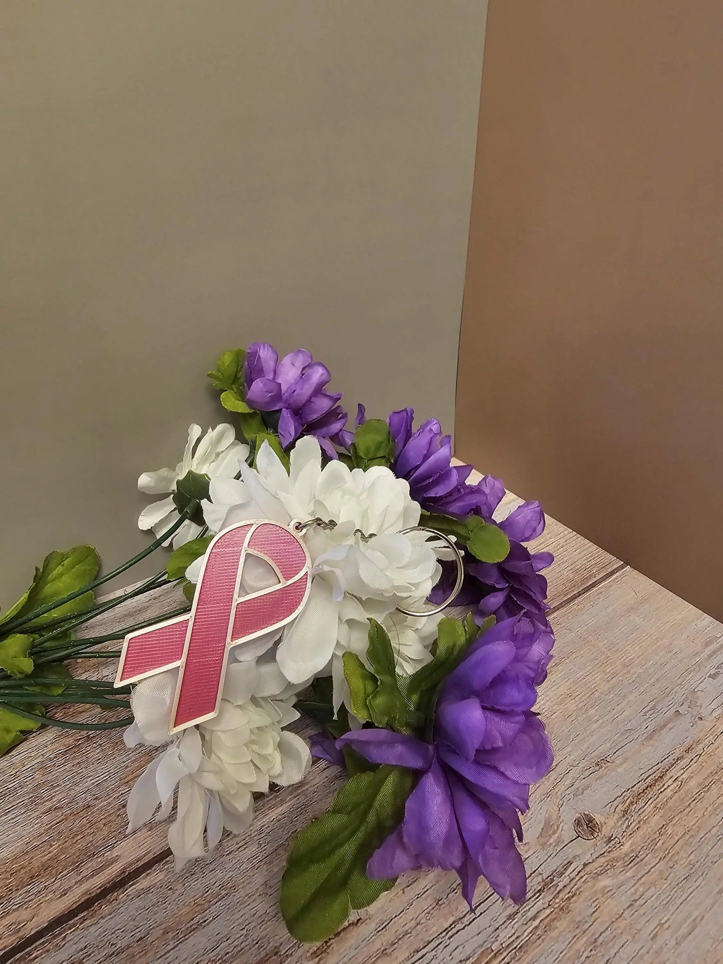 3D Printed Pink Ribbon Survivor Keychain - Breast Cancer Awareness Gift (20% Donated) CR3 Design Co