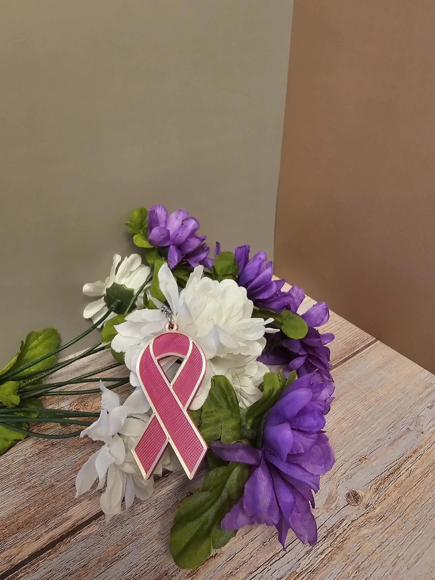 3D Printed Pink Ribbon Survivor Keychain - Breast Cancer Awareness Gift (20% Donated) CR3 Design Co