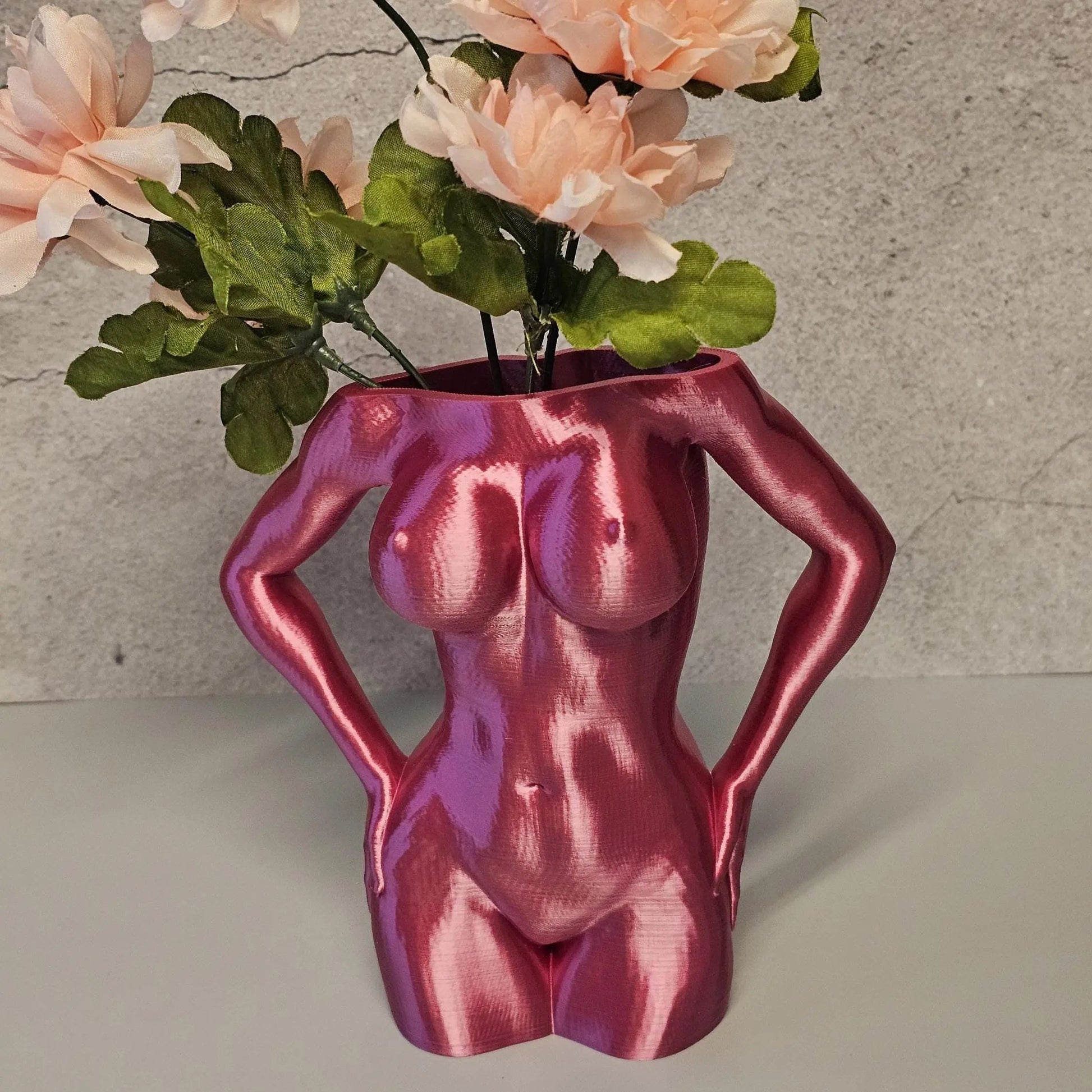 Electric Rose Torso Vase: Modern 3D Printed Sculpture CR3 Design Co