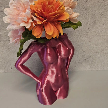 Electric Rose Torso Vase: Modern 3D Printed Sculpture CR3 Design Co