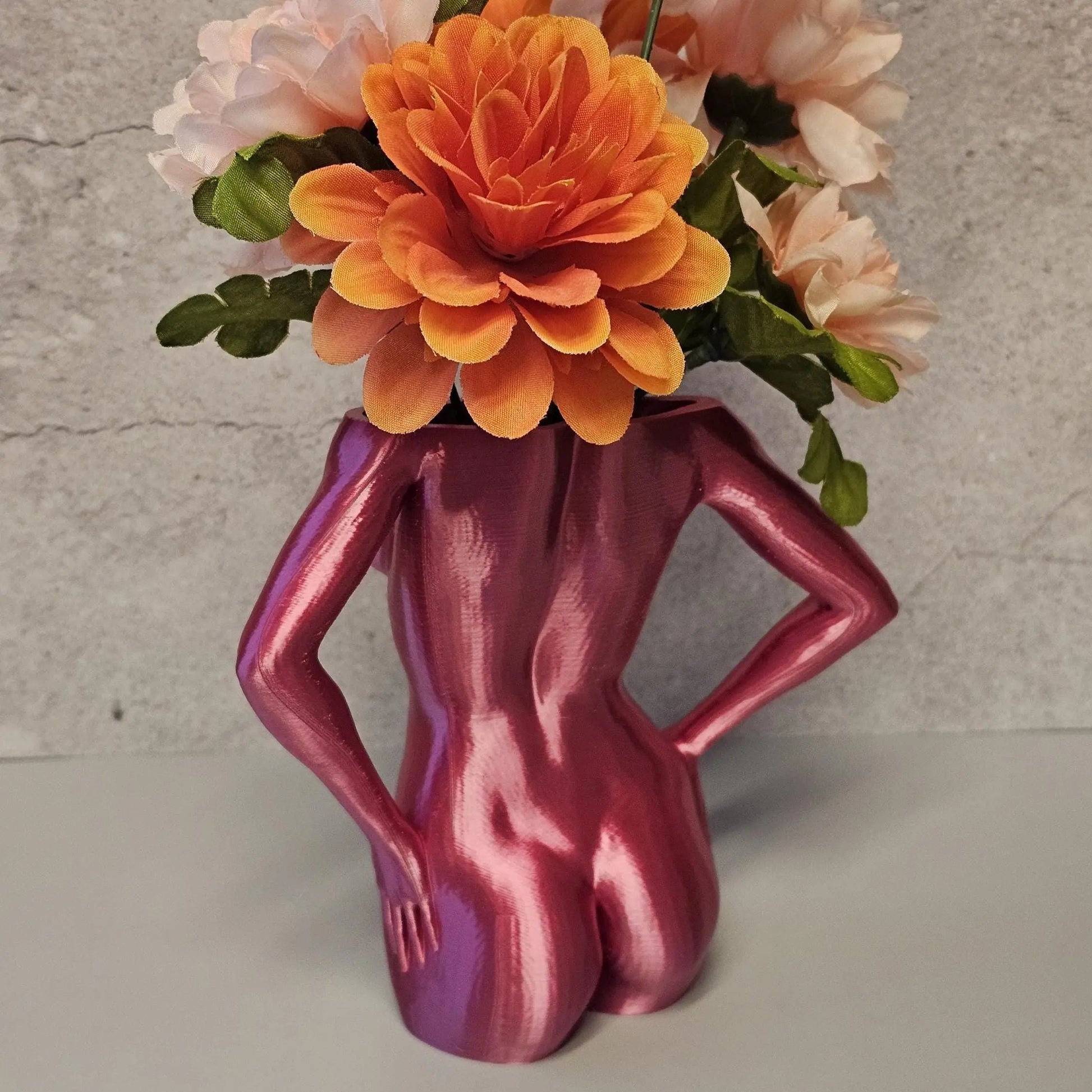 Electric Rose Torso Vase: Modern 3D Printed Sculpture CR3 Design Co