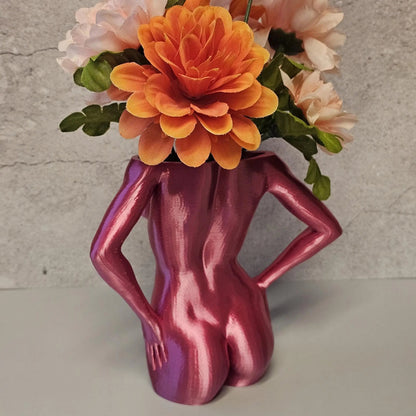 Electric Rose Torso Vase: Modern 3D Printed Sculpture CR3 Design Co