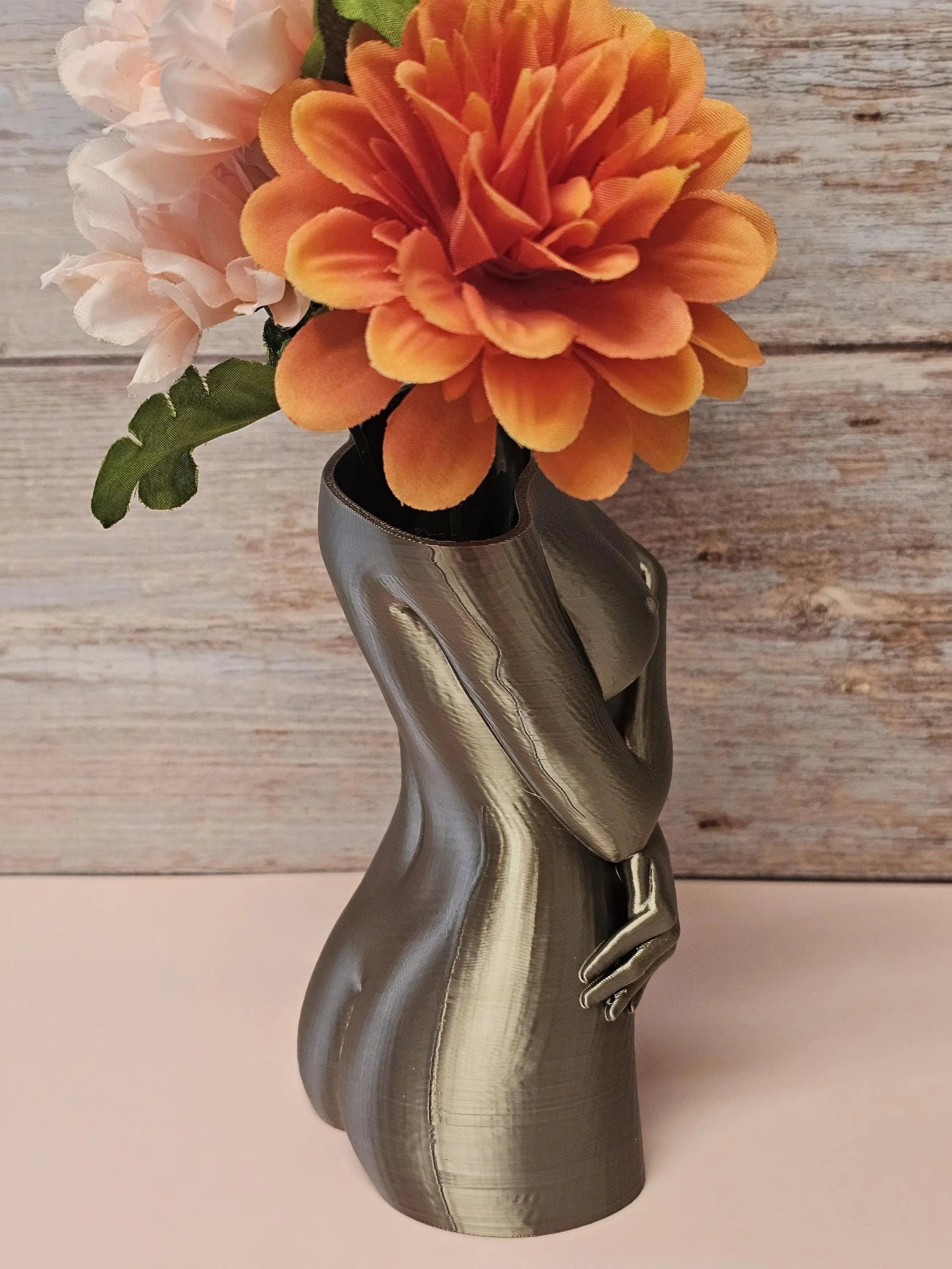 Sculptural Sable Female Torso Vase - Modern Antique Gold Body Positive Art Decor CR3 Design Co