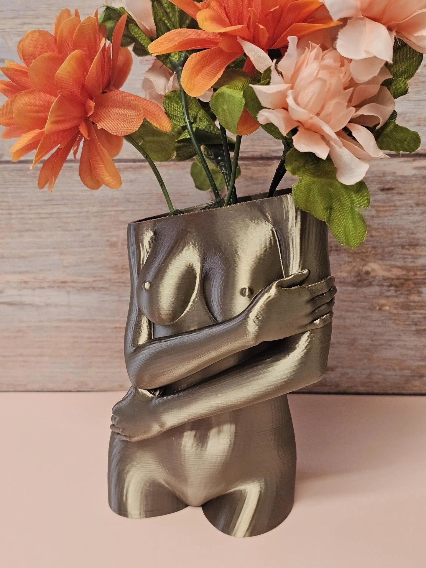 Sculptural Sable Female Torso Vase - Modern Antique Gold Body Positive Art Decor CR3 Design Co