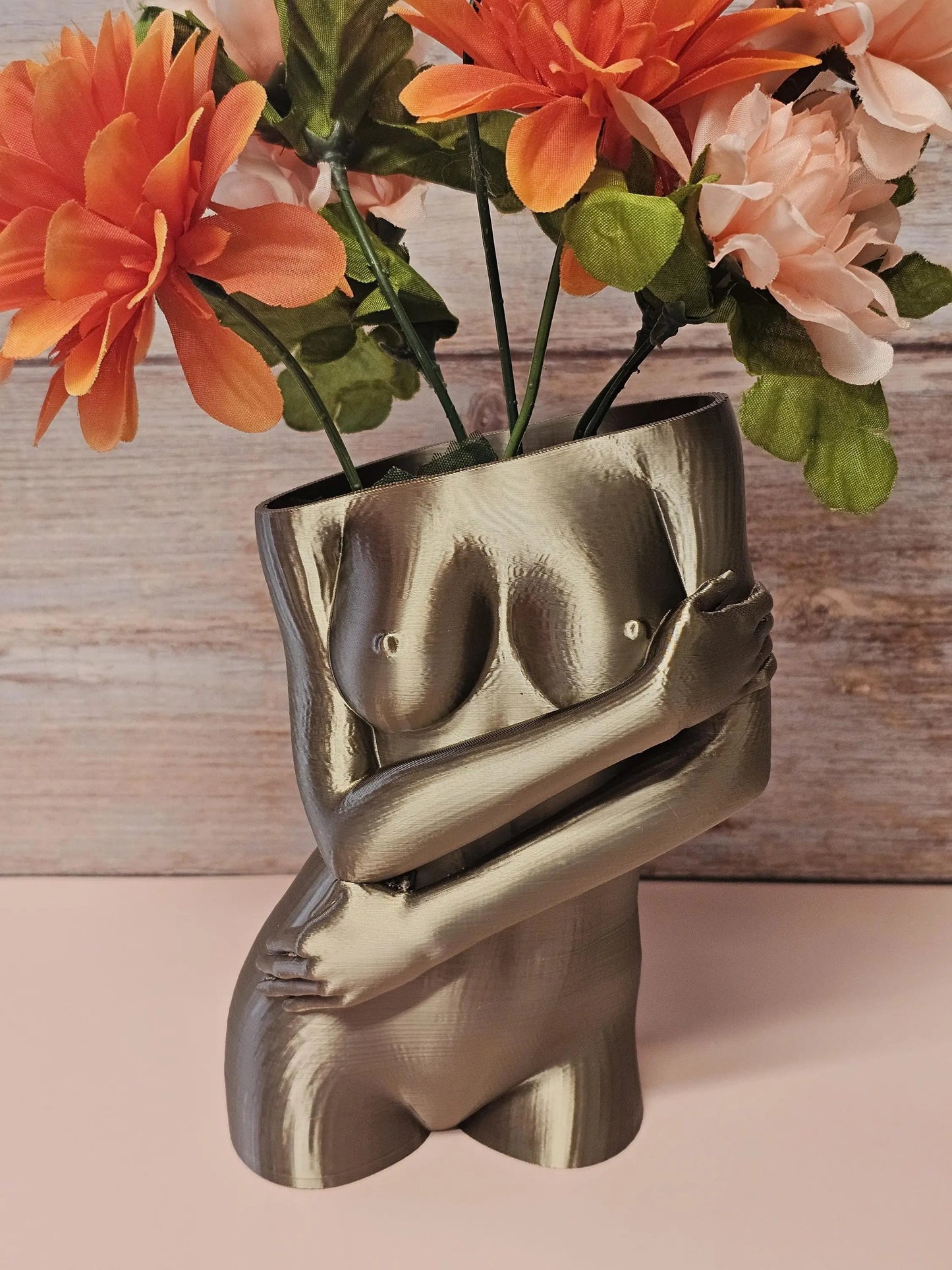 Sculptural Sable Female Torso Vase - Modern Antique Gold Body Positive Art Decor CR3 Design Co