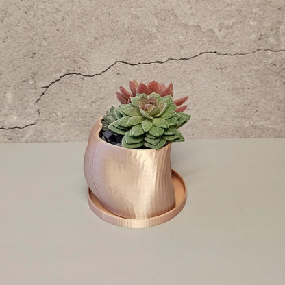 3D Printed Silk Rose Gold Butt Planter: Modern Body Art Vase CR3 Design Co
