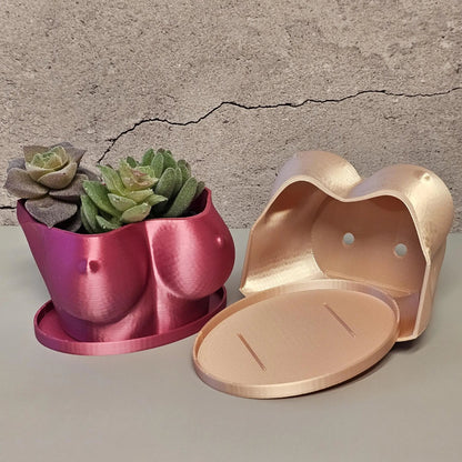 3D Printed Electric Rose Torso Planter: Modern Indoor Sculptural Bust Pot for Live Plants CR3 Design Co