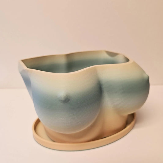 3D Printed Bust Planter: Misty Morning Pastel Vase CR3 Design Co