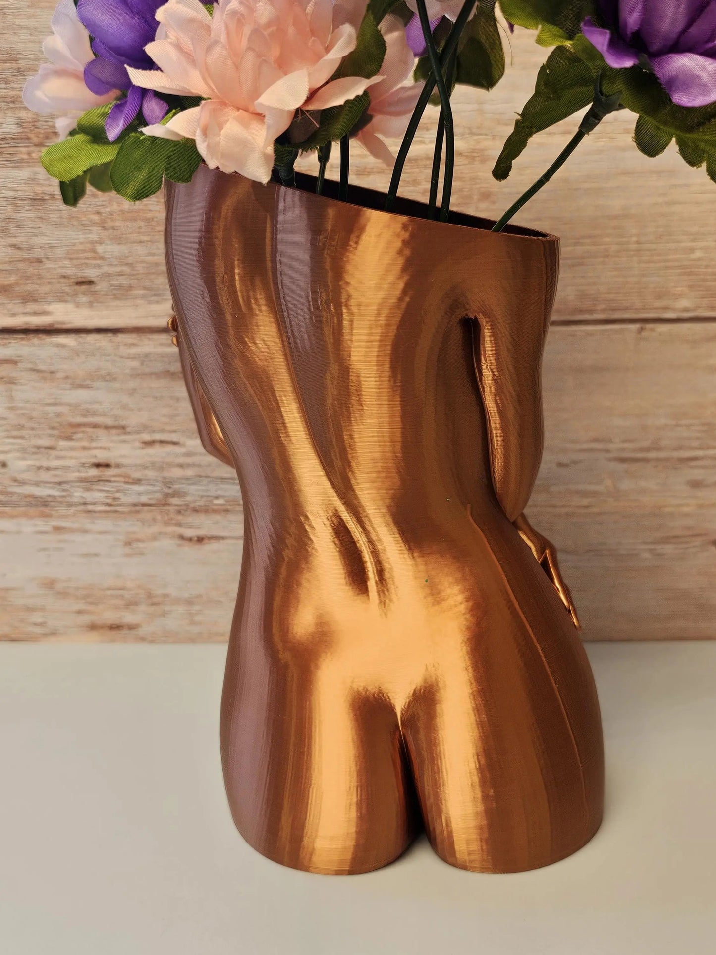 Sculptural Sable Female Torso Vase - 3D-Printed in Silk Copper - Modern Body Positive Art Decor CR3 Design Co