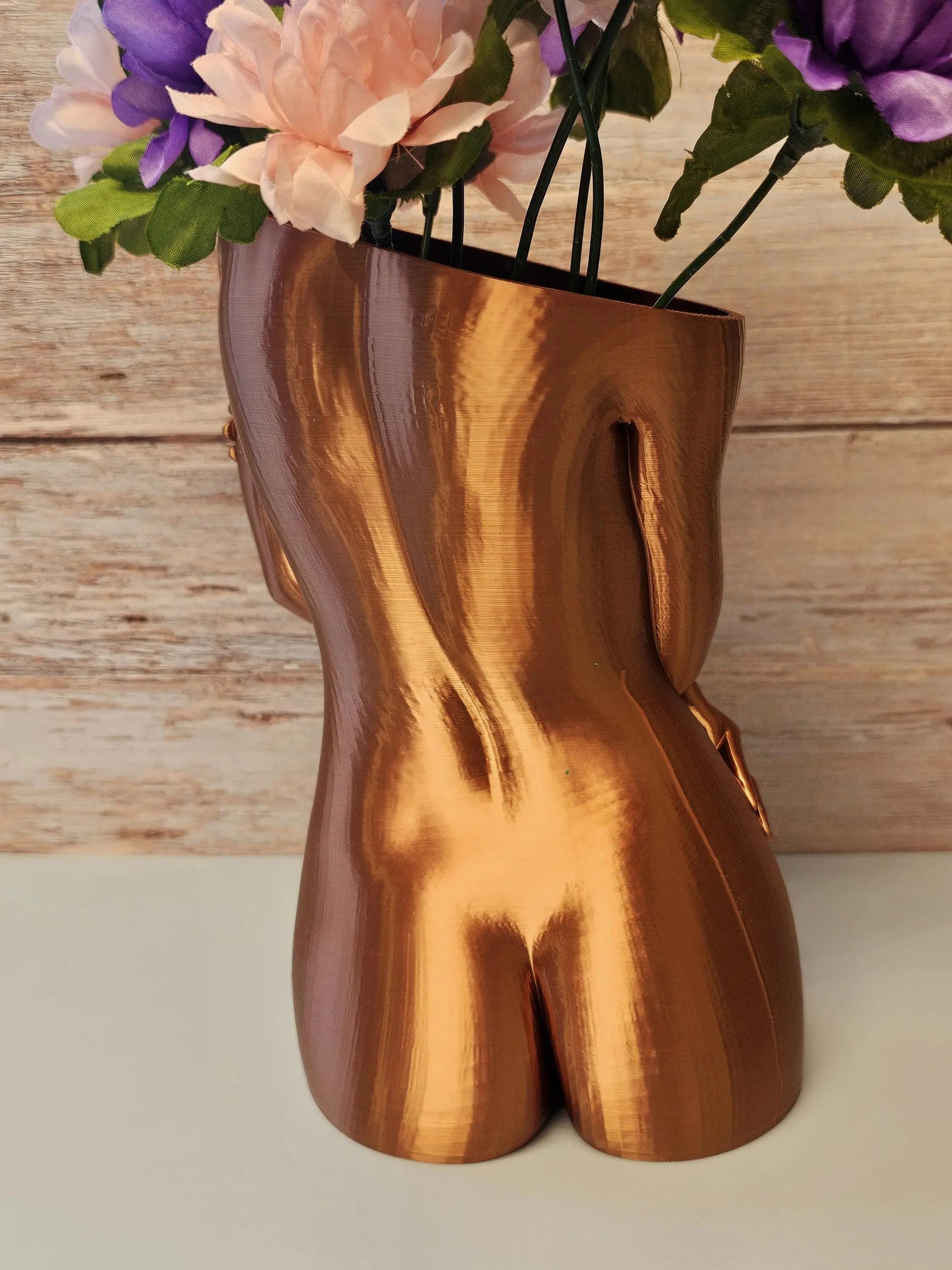 Sculptural Sable Female Torso Vase - 3D-Printed in Silk Copper - Modern Body Positive Art Decor CR3 Design Co
