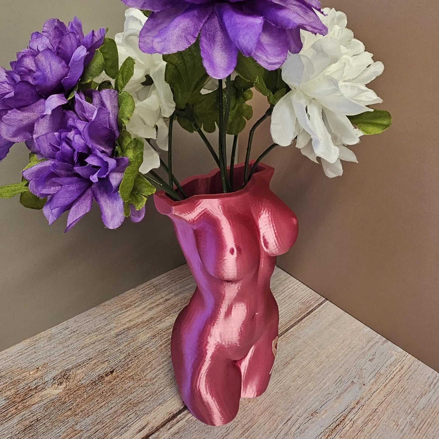 Survivor Pink Lustra Vase: 3D Printed Female Form, Breast Cancer Awareness CR3 Design Co