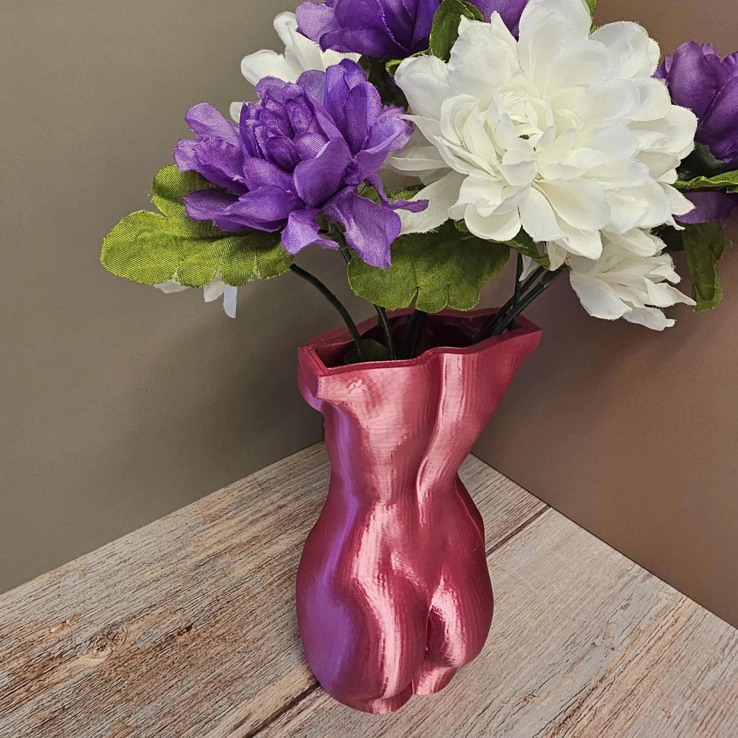 Survivor Pink Lustra Vase: 3D Printed Female Form, Breast Cancer Awareness CR3 Design Co