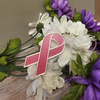 3D Printed Pink Ribbon Survivor Keychain - Breast Cancer Awareness Gift (20% Donated) CR3 Design Co