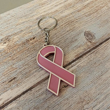 3D Printed Pink Ribbon Survivor Keychain - Breast Cancer Awareness Gift (20% Donated) CR3 Design Co