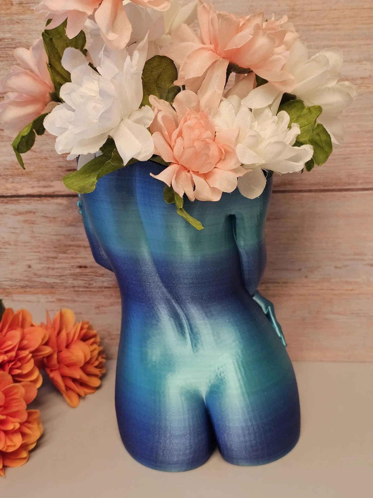 3D Printed Female Torso Vase: Aqua Oasis Body Positive Art Decor CR3 Design Co