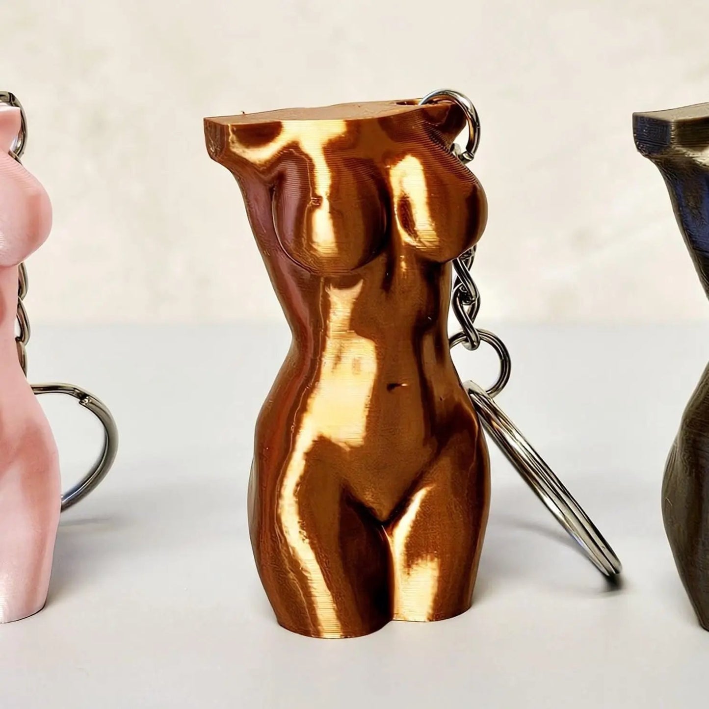 3D Printed Curvy Lady Keychain: Silk Copper Torso Bag Charm CR3 Design Co