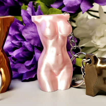 3D Printed Curvy Torso Bag Charm: Silk Rose Gold Keychain CR3 Design Co