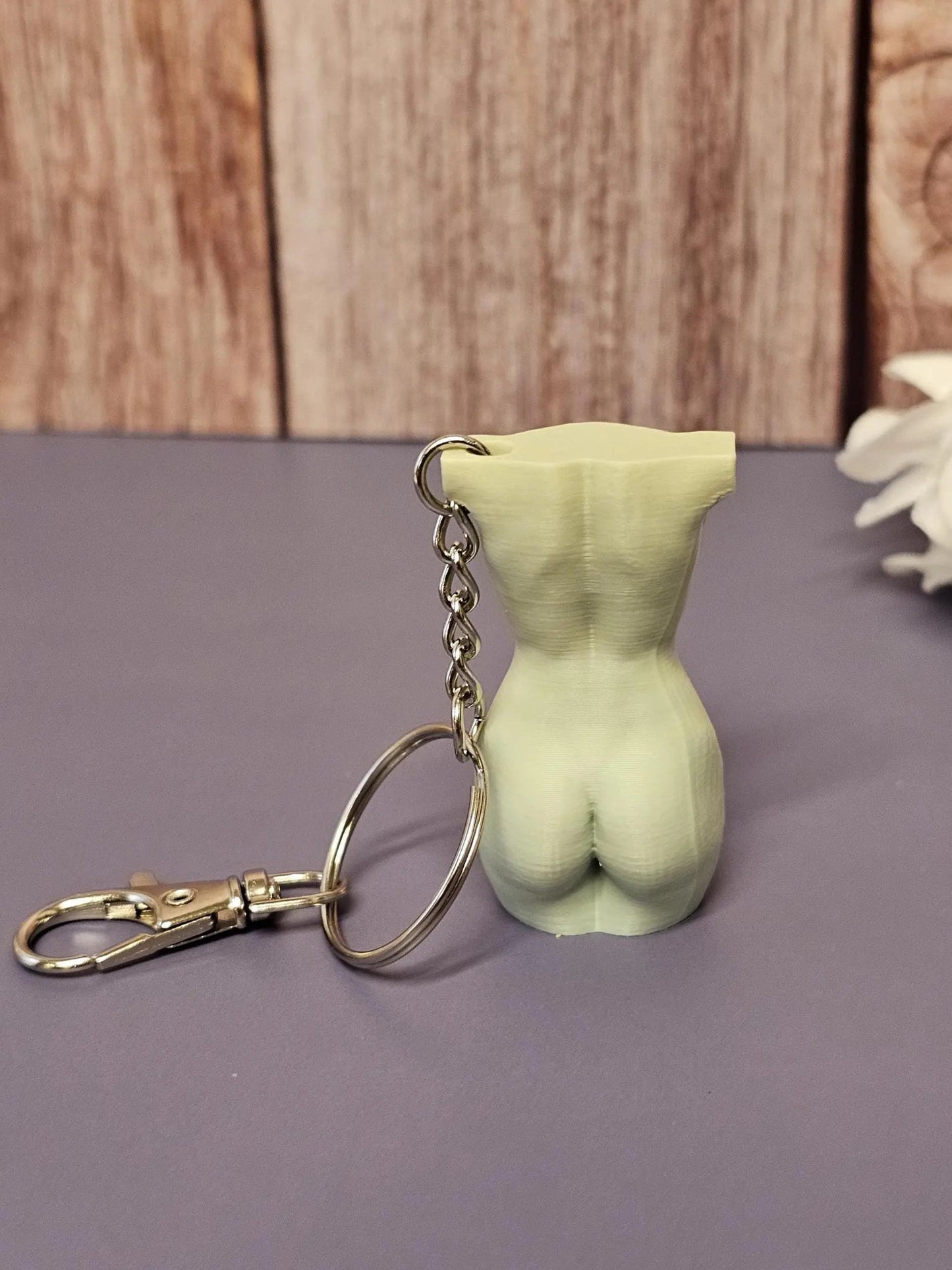 3D Printed Curvy Lady Bag Charm: Misty Morning Pastel Torso Keychain CR3 Design Co