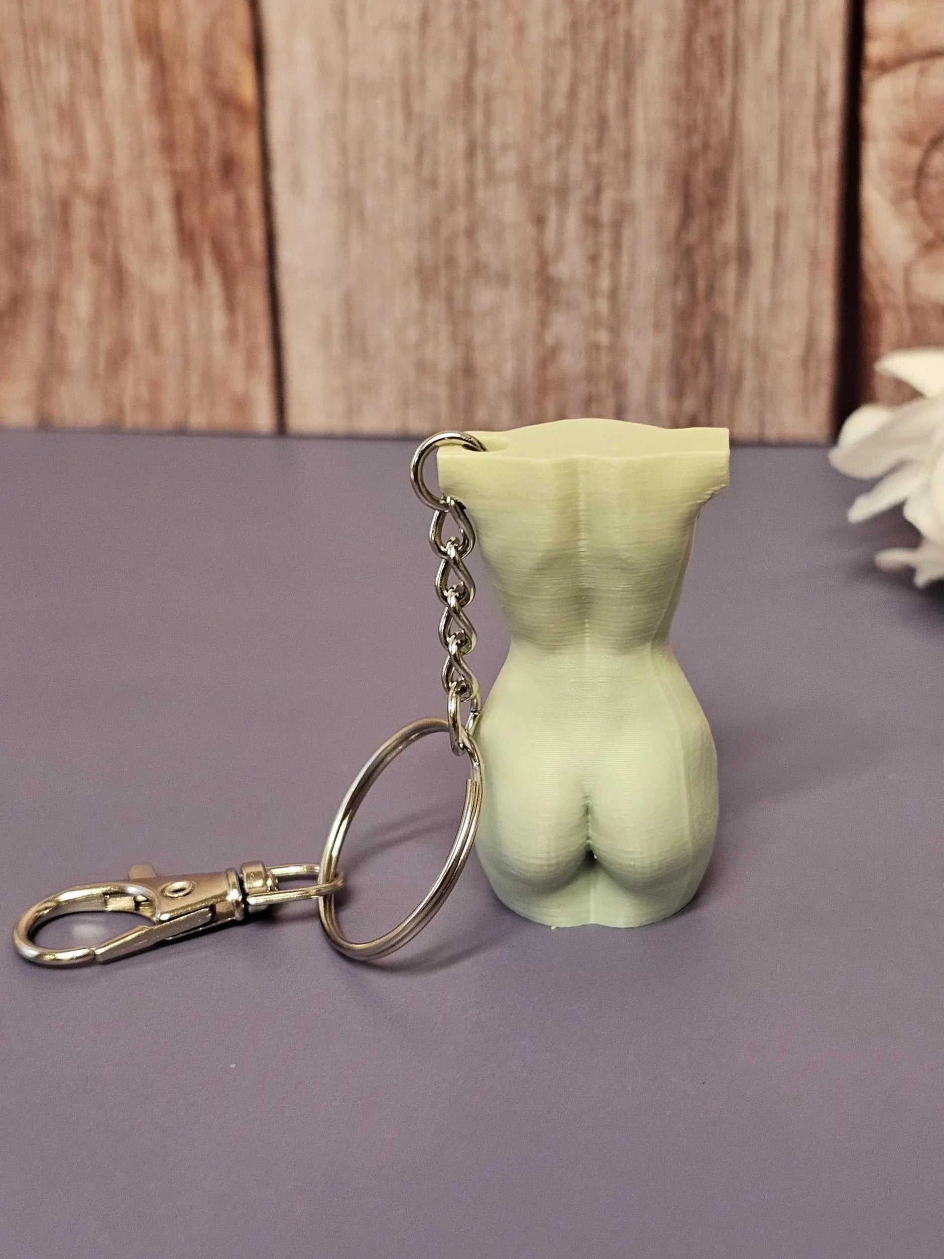 3D Printed Curvy Lady Bag Charm: Misty Morning Pastel Torso Keychain CR3 Design Co