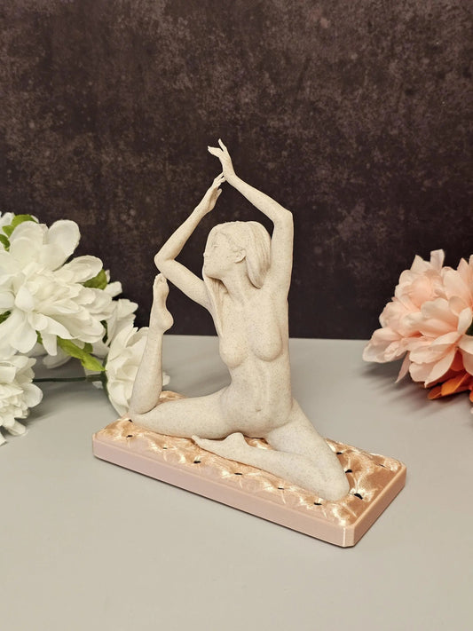 3D Printed Yoga Ring Holder – Stone Texture Female Figure Sculpture CR3 Design Co