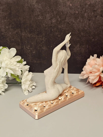 3D Printed Yoga Ring Holder – Stone Texture Female Figure Sculpture CR3 Design Co