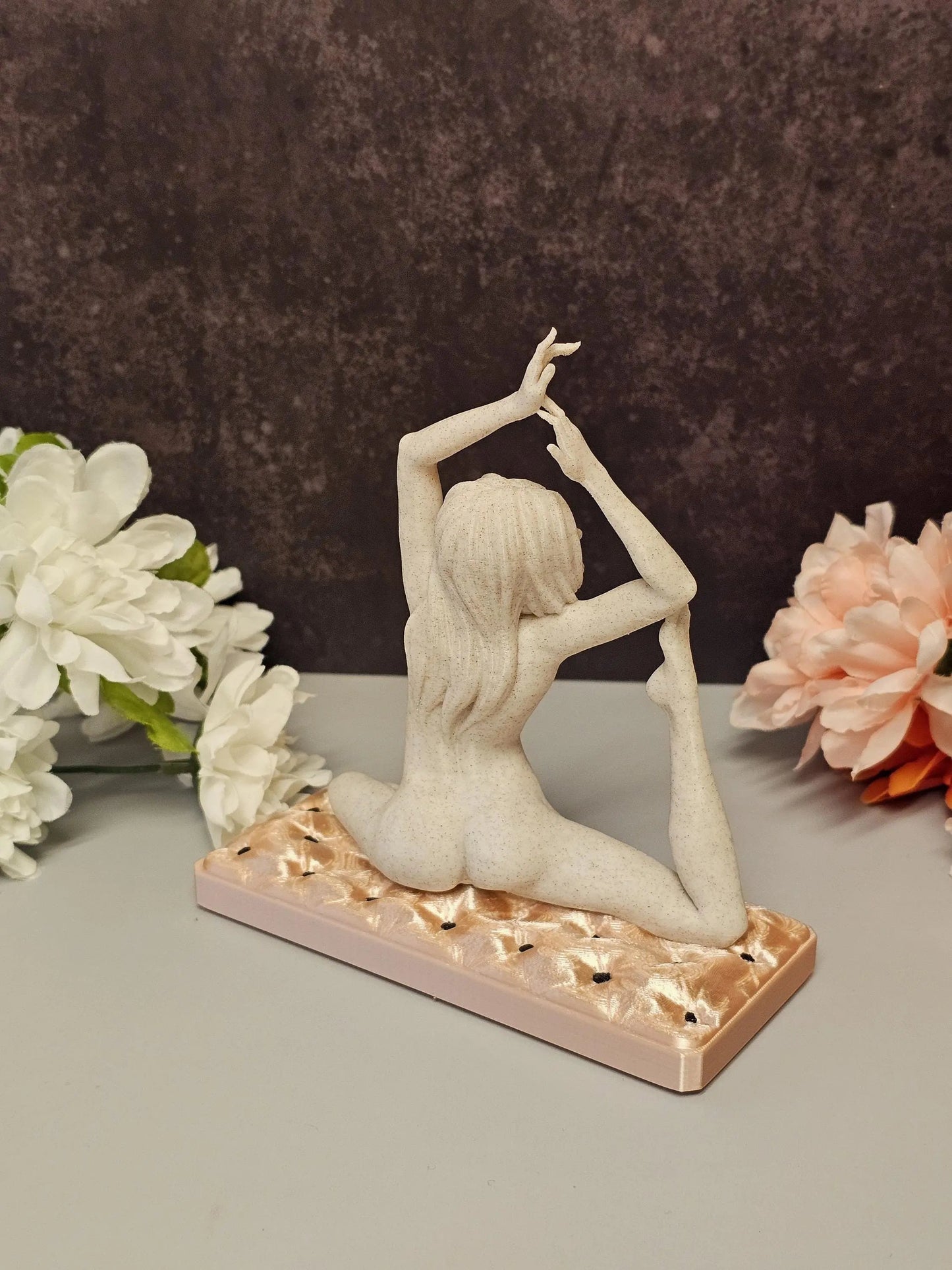 3D Printed Yoga Ring Holder – Stone Texture Female Figure Sculpture CR3 Design Co