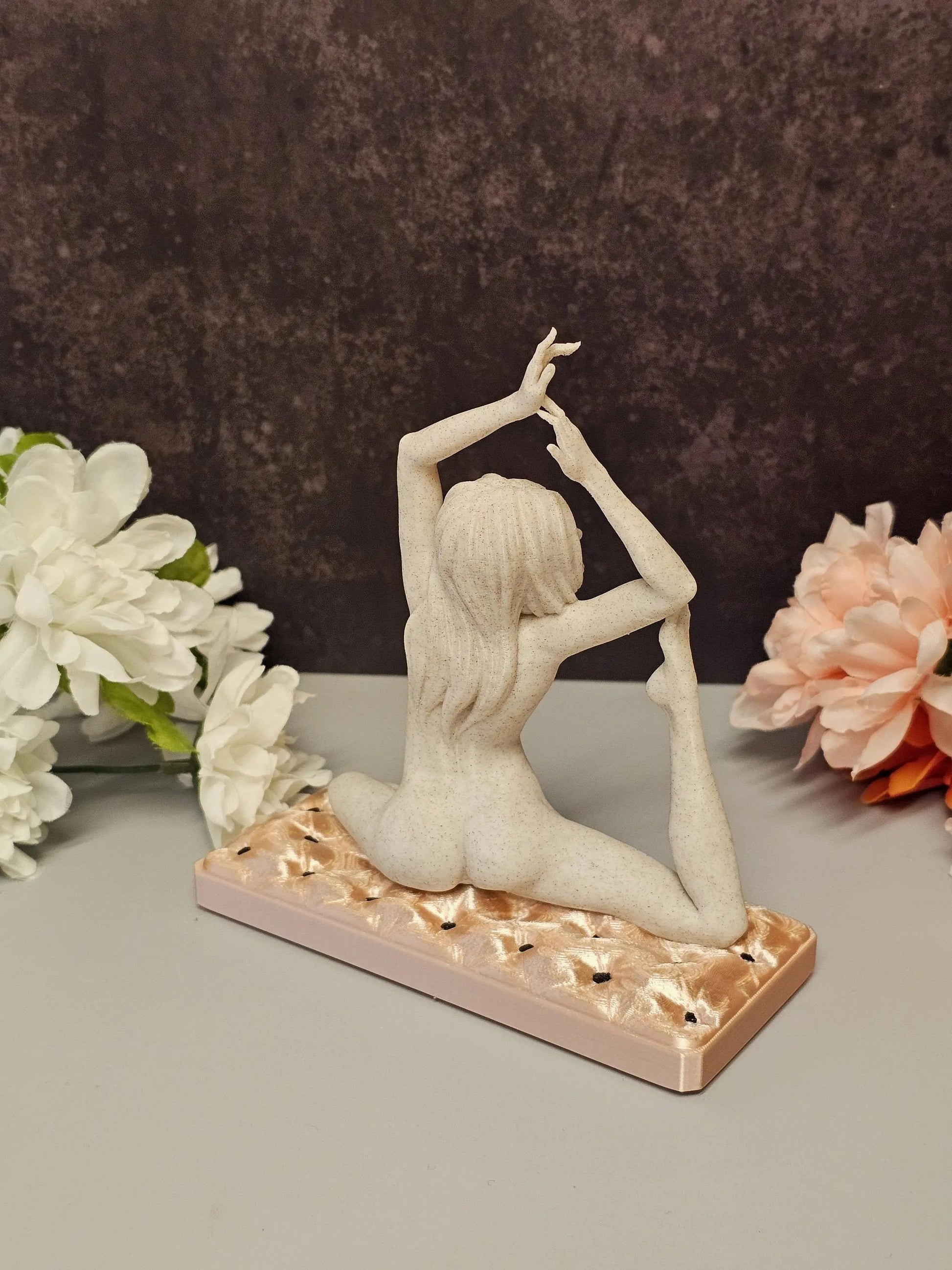 3D Printed Yoga Ring Holder – Stone Texture Female Figure Sculpture CR3 Design Co