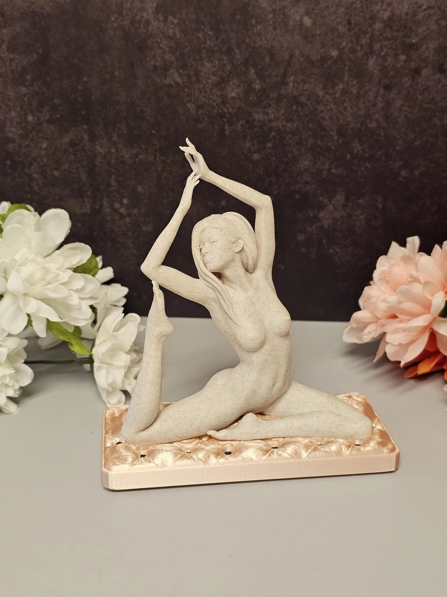 3D Printed Yoga Ring Holder – Stone Texture Female Figure Sculpture CR3 Design Co