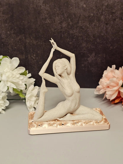 3D Printed Yoga Ring Holder – Stone Texture Female Figure Sculpture CR3 Design Co