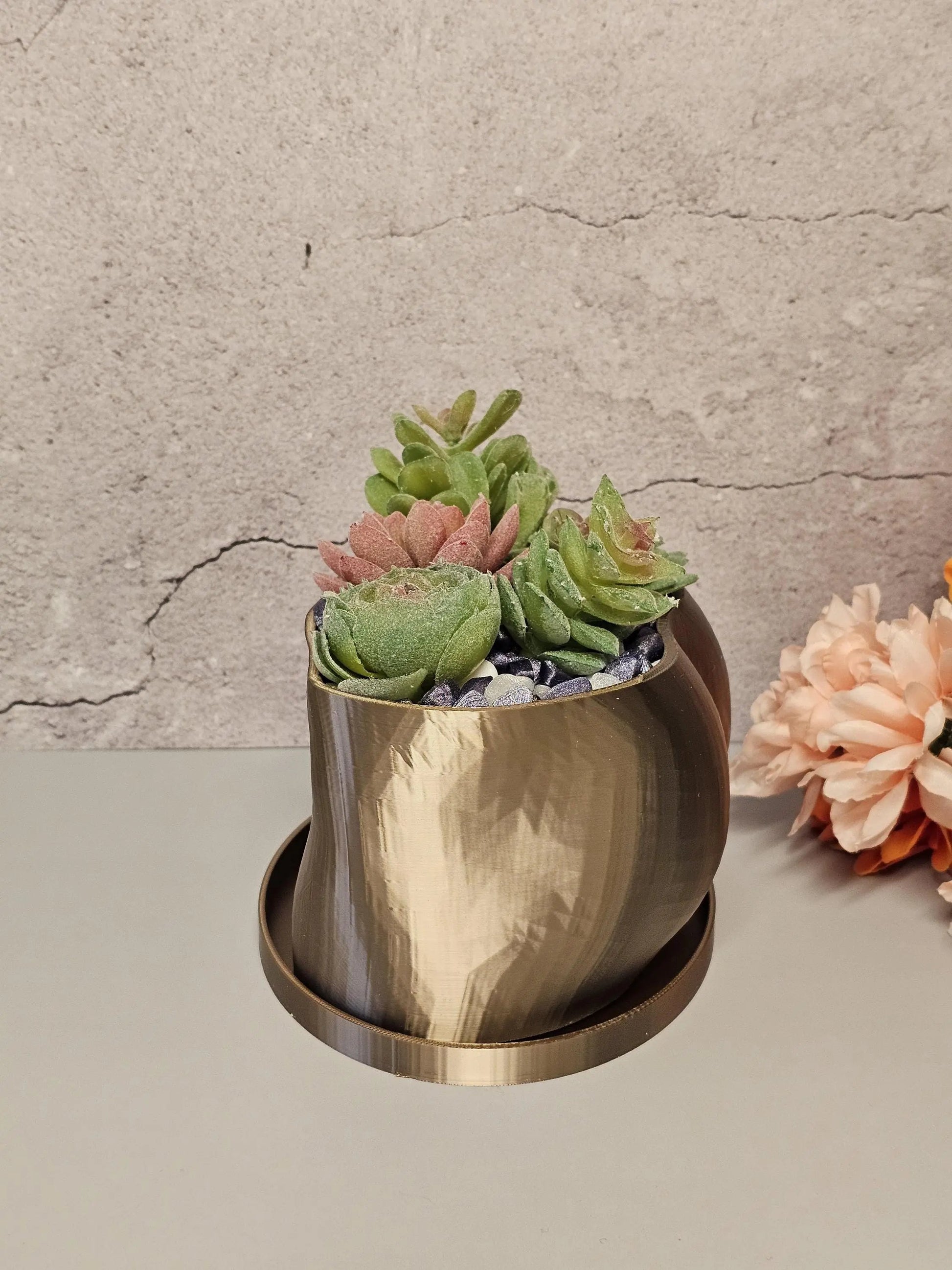 butt succulents 3D Printed Antique Gold Butt Planter