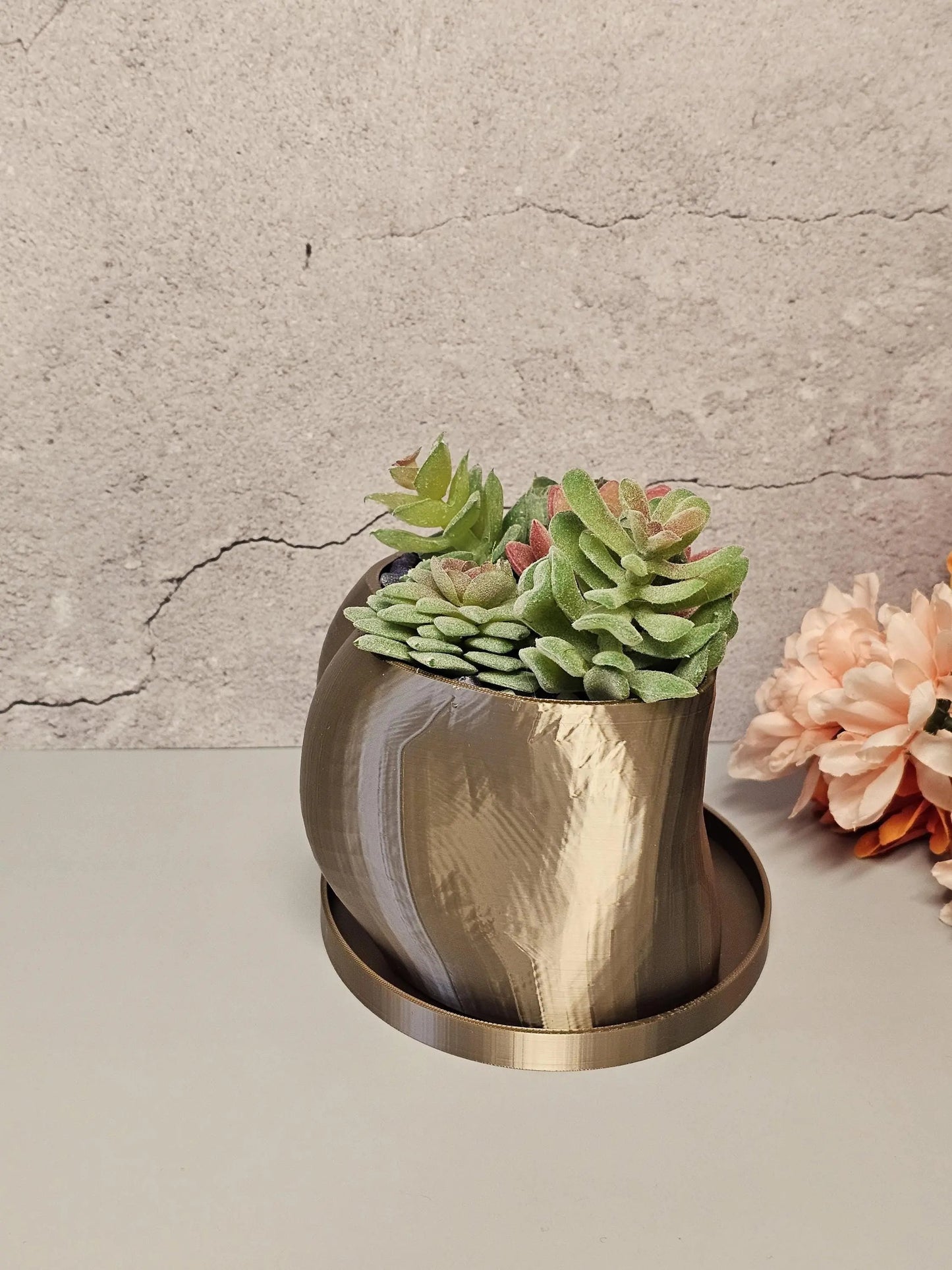 3D Printed Antique Gold Butt Planter - Modern Feminine Booty Sculpture Vase for Small Plants CR3 Design Co