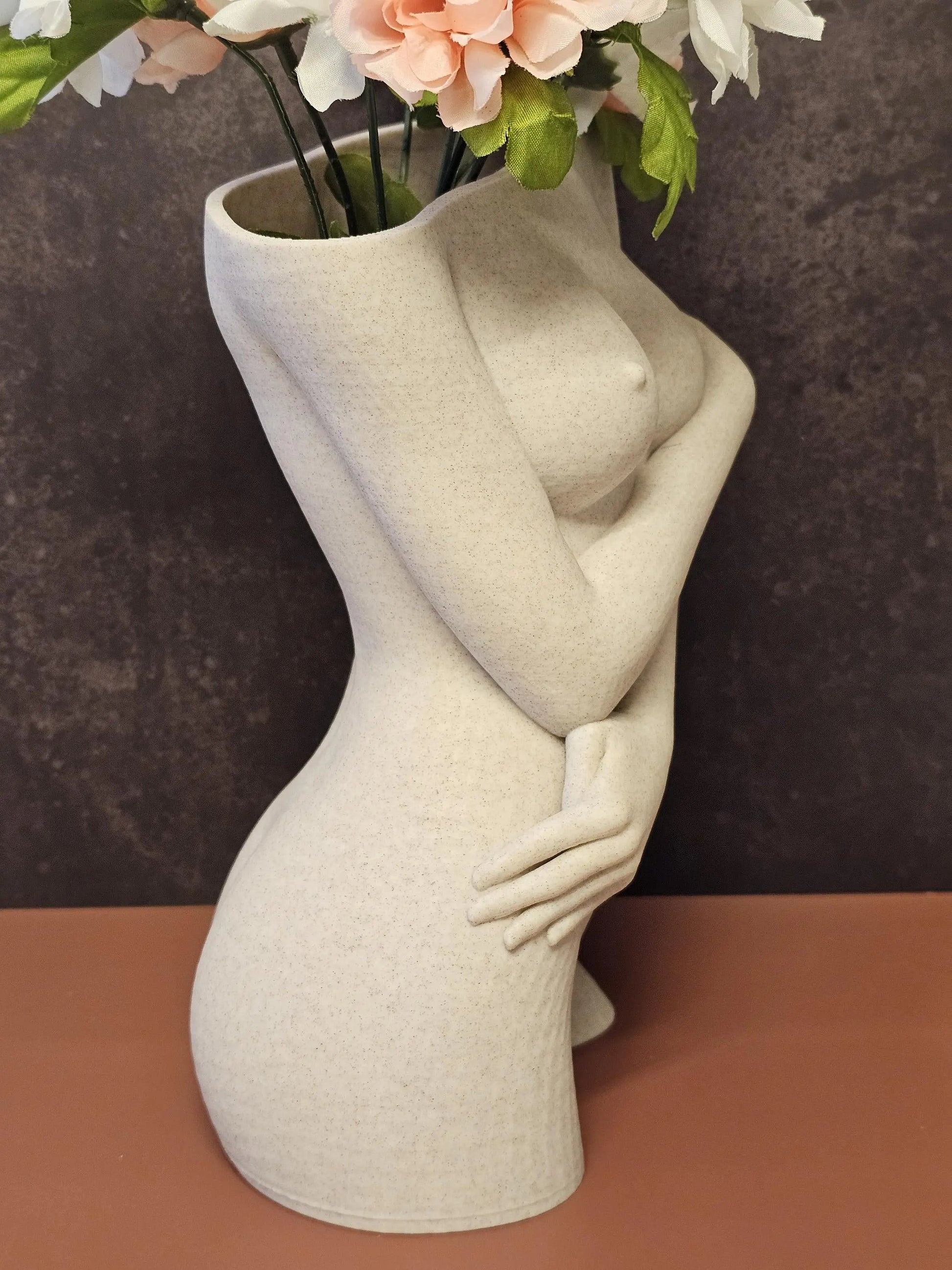 Sculptural Sable Female Torso Vase - 3D-Printed in Desert Sand - Modern Body Positive Art Decor CR3 Design Co