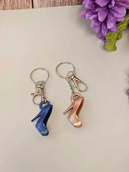 Silk Rose Gold 3D Printed Stiletto Keychain - High Heel Bag Charm for Fashion Lovers CR3 Design Co