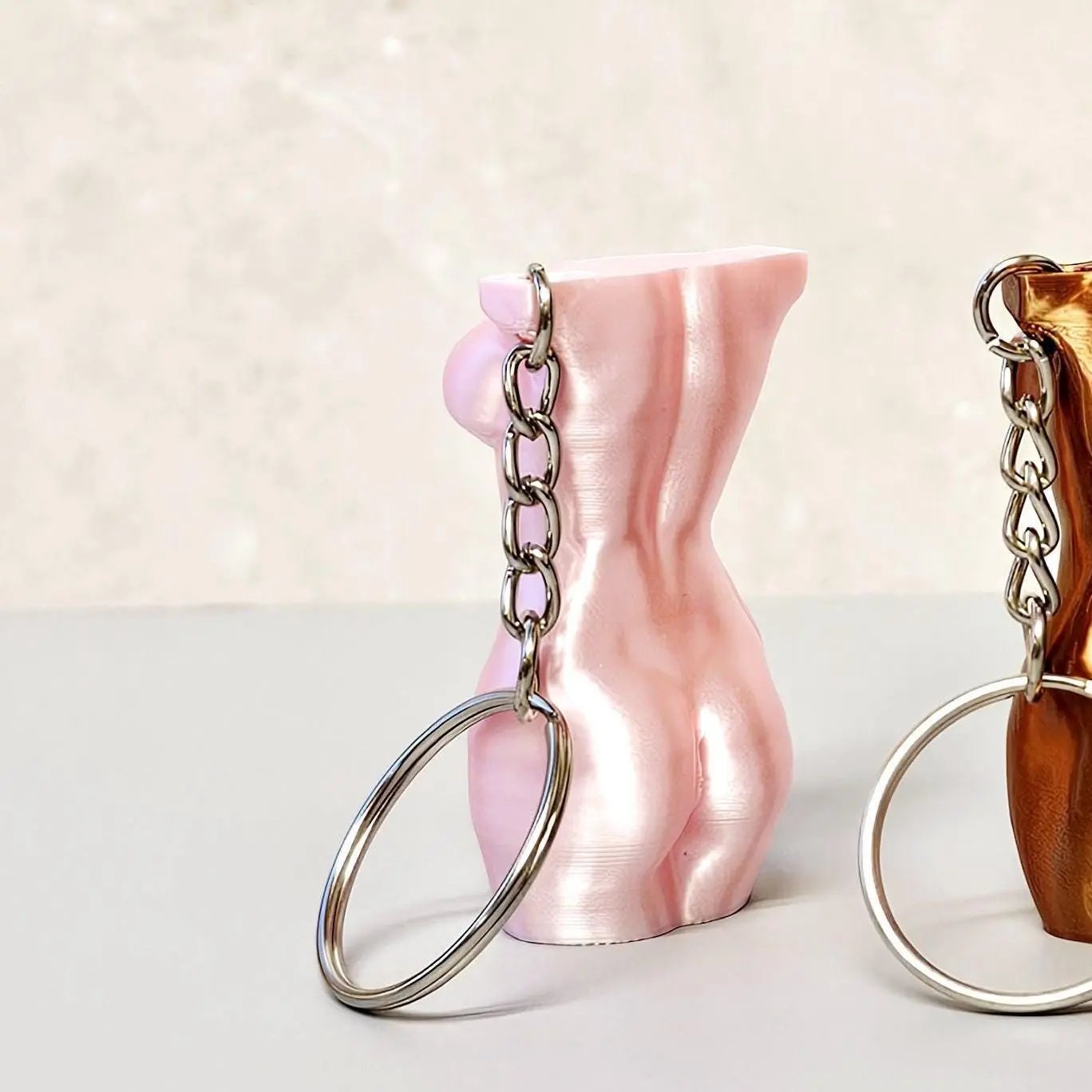 3D Printed Curvy Torso Bag Charm: Silk Rose Gold Keychain CR3 Design Co