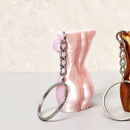 3D Printed Curvy Torso Bag Charm: Silk Rose Gold Keychain CR3 Design Co