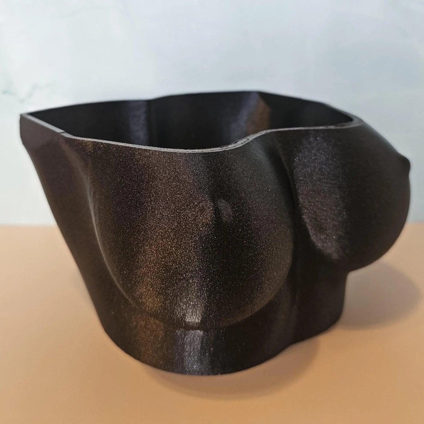 Shimmering Black 3D Printed Bust Planter: Stylish Indoor Decor for Live or Decorative Plants CR3 Design Co