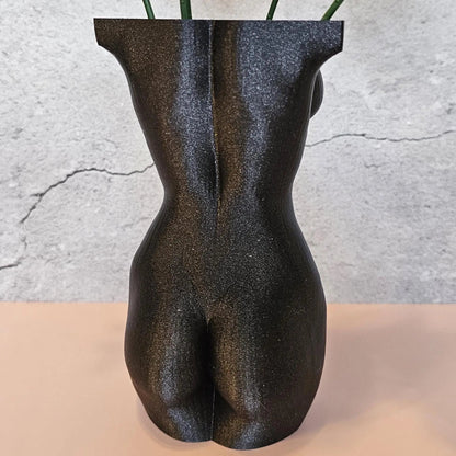Elegant 3D Printed Female Torso Vase - Modern Black Sculpture for Luxury Home Decor CR3 Design Co