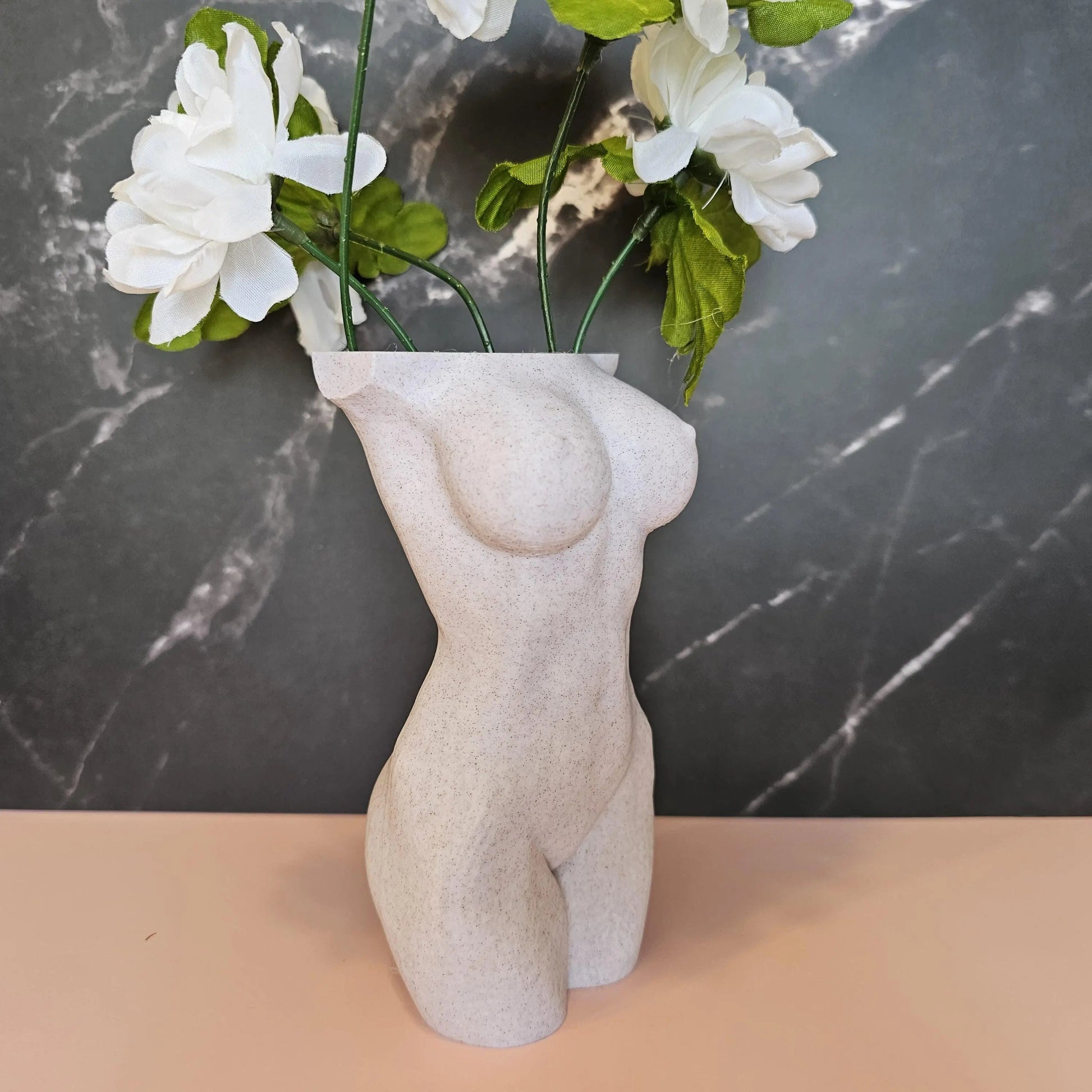 Elegant Desert Sand Female Torso Vase - Modern 3D Printed Sculpture for Stylish Home Decor CR3 Design Co