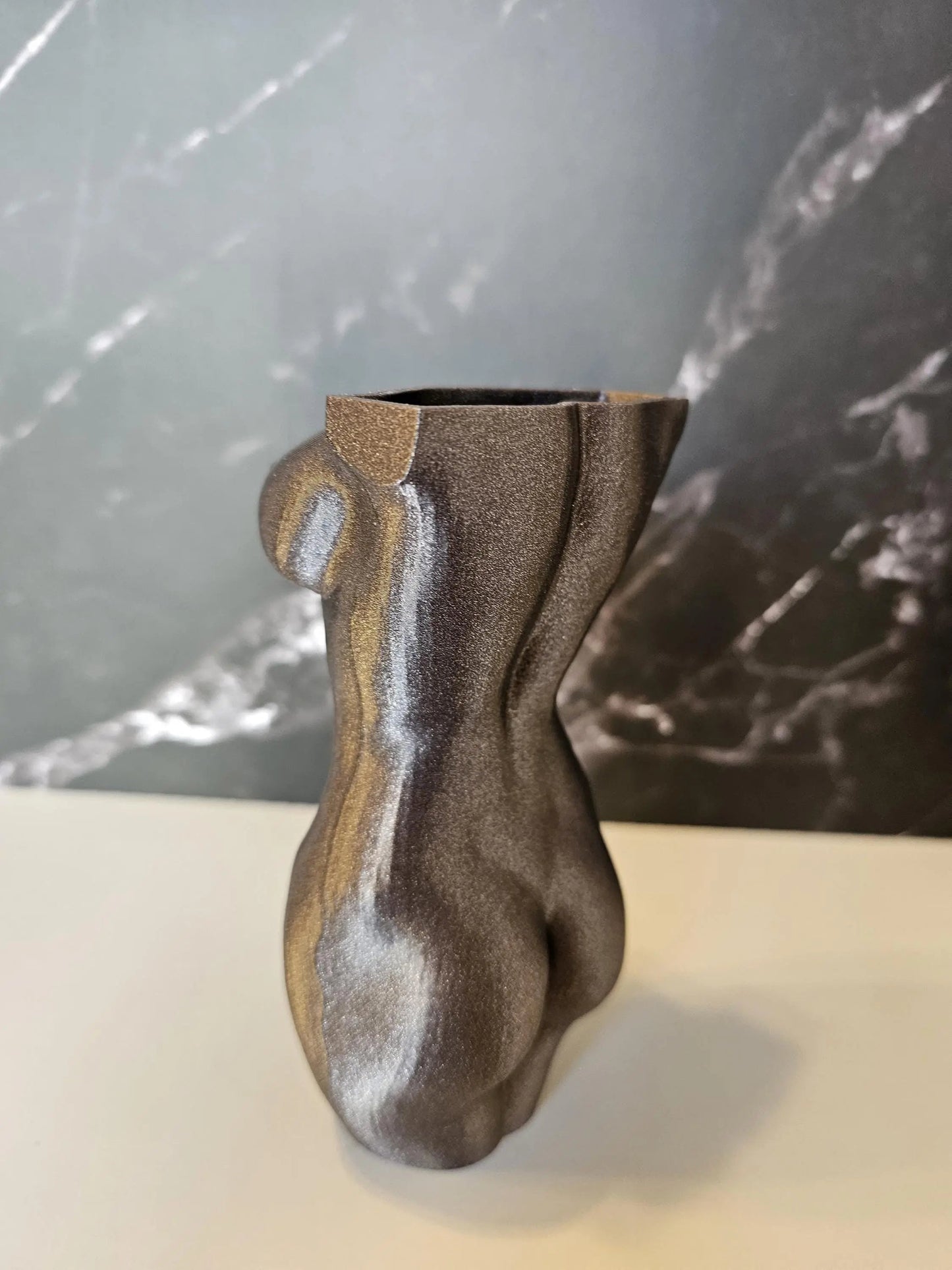 3D Printed Female Torso Vase: Diamond Silver Sculpture, Modern Home Decor CR3 Design Co