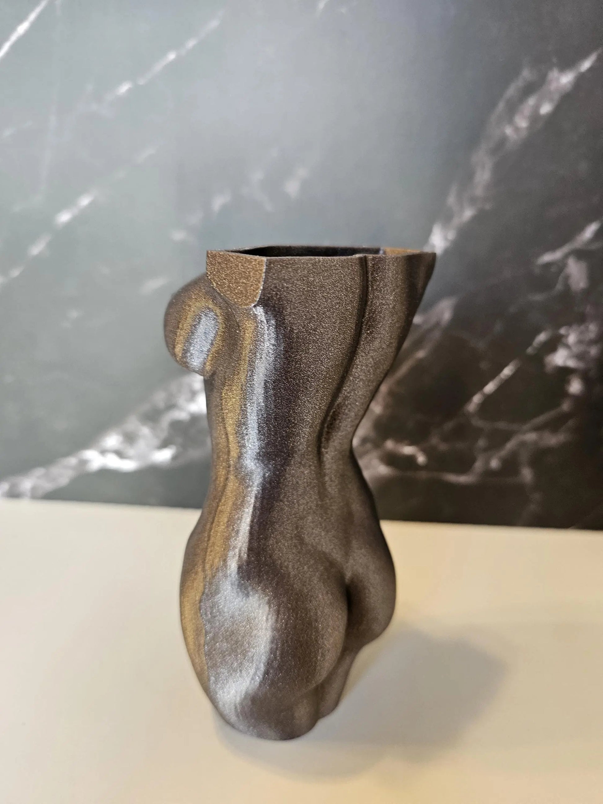 3D Printed Female Torso Vase: Diamond Silver Sculpture, Modern Home Decor CR3 Design Co