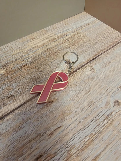 3D Printed Pink Ribbon Survivor Keychain - Breast Cancer Awareness Gift (20% Donated) CR3 Design Co