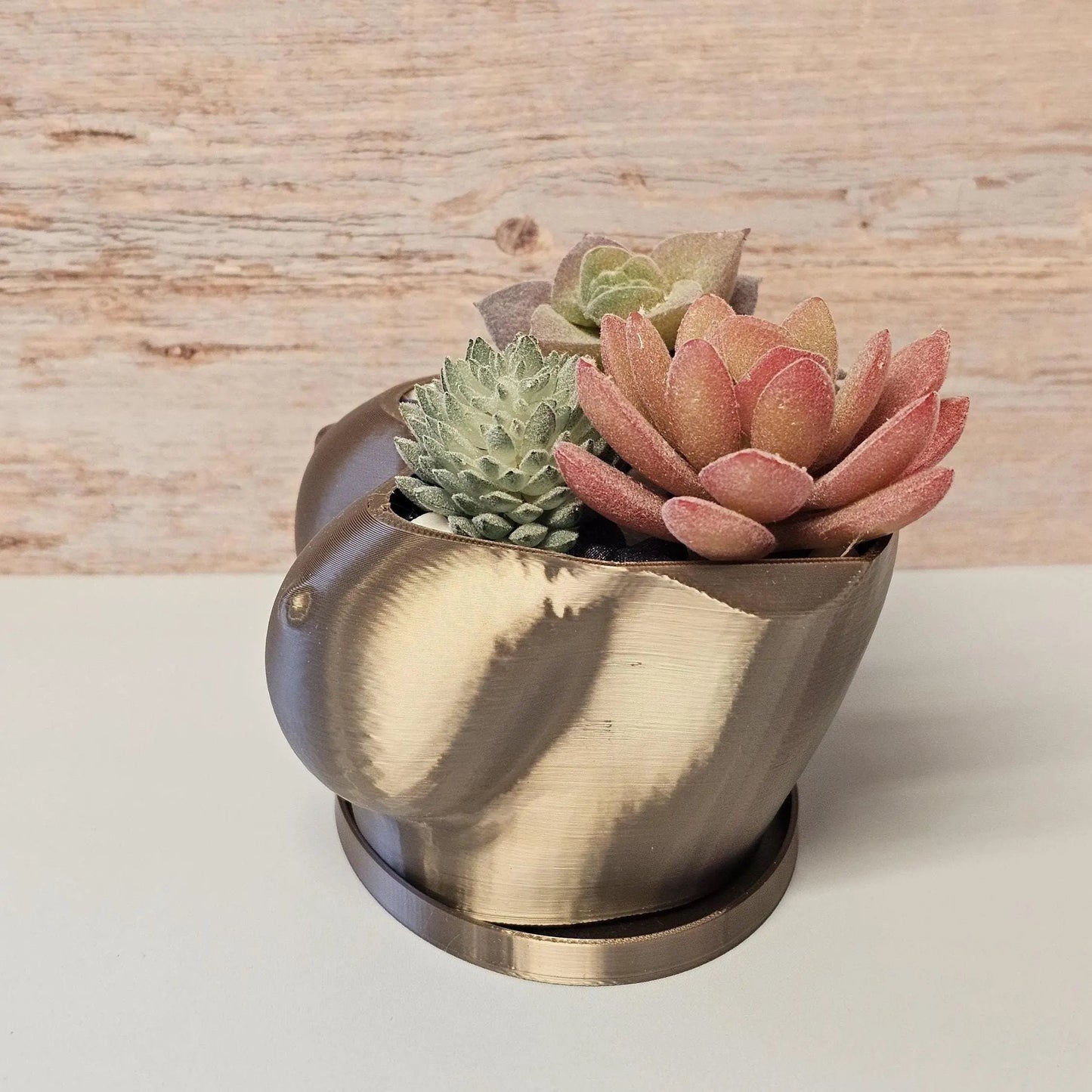 3D Printed Bust Planter: Antique Gold Sculptural Indoor Po for Live or Decorative Plants CR3 Design Co