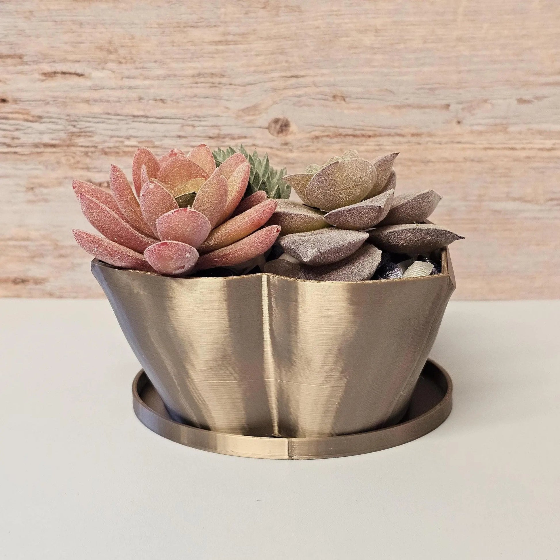 3D Printed Bust Planter: Antique Gold Sculptural Indoor Po for Live or Decorative Plants CR3 Design Co