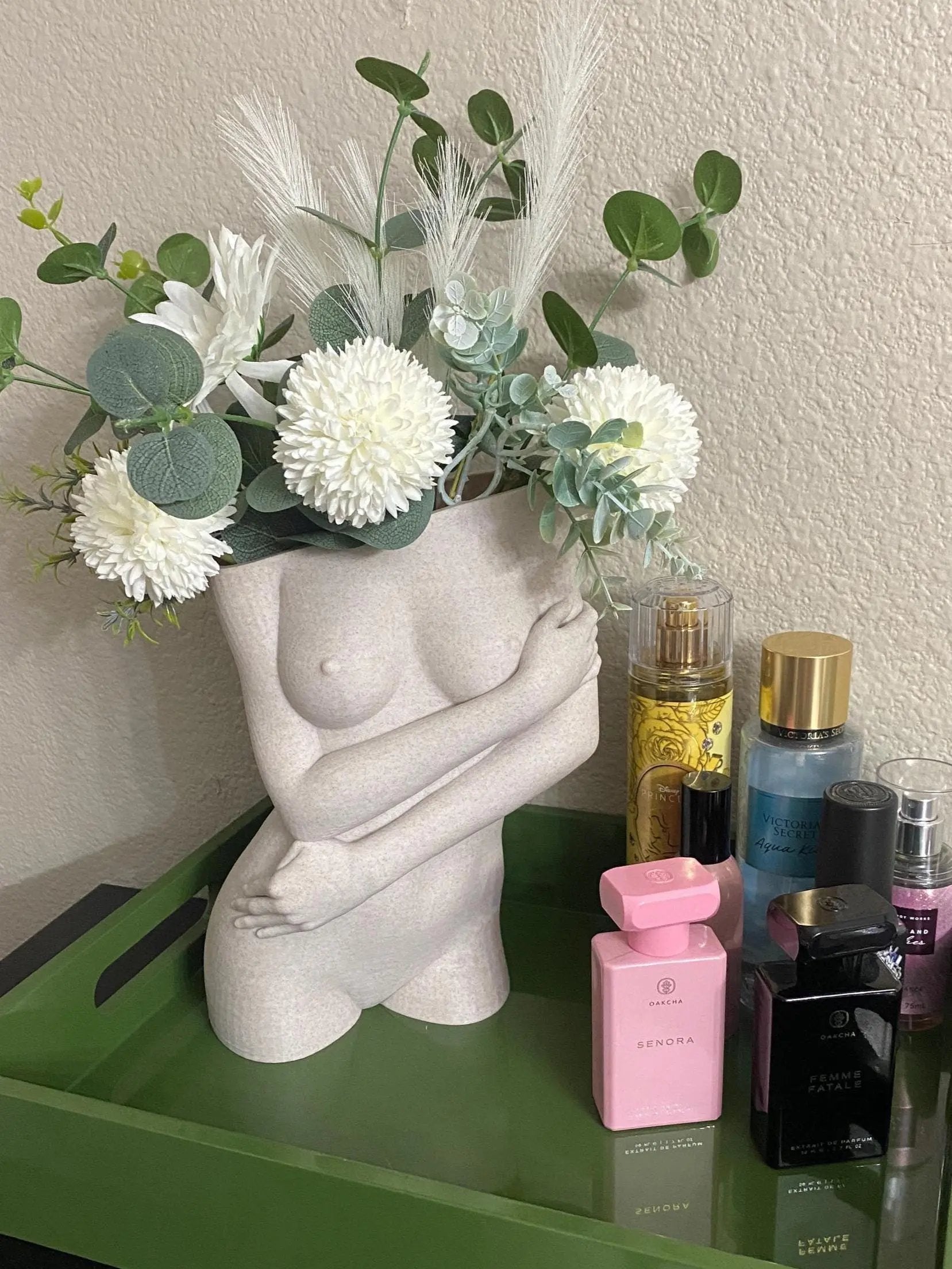 Sculptural Sable Female Torso Vase - 3D-Printed in Desert Sand - Modern Body Positive Art Decor CR3 Design Co