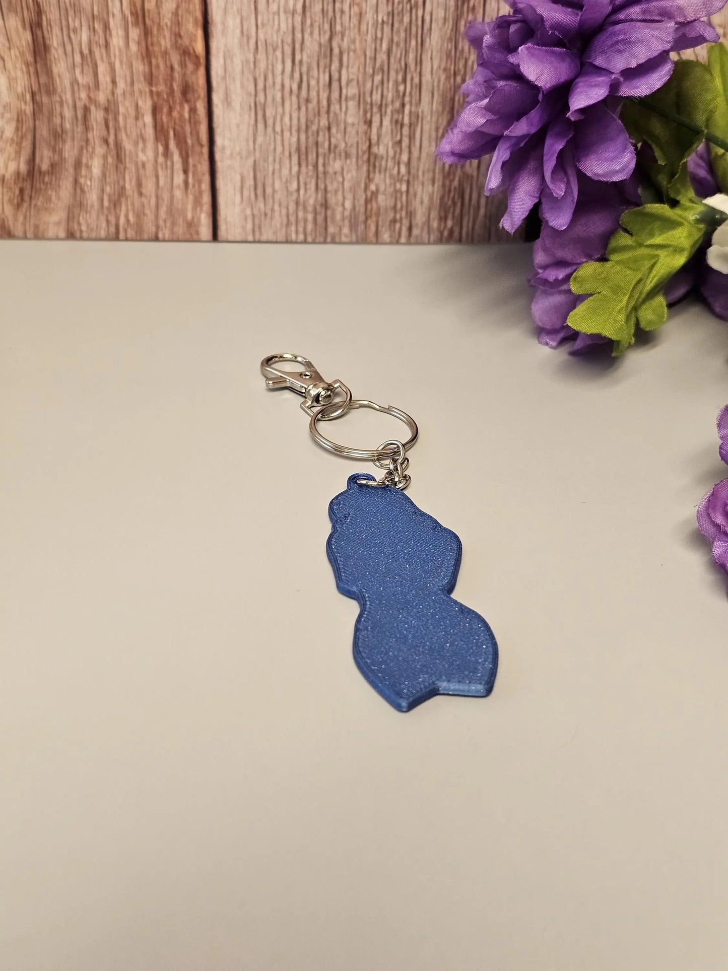 3D Printed Curvy Woman Bag Charm: Aqua Blue & Rose Gold Keychain CR3 Design Co
