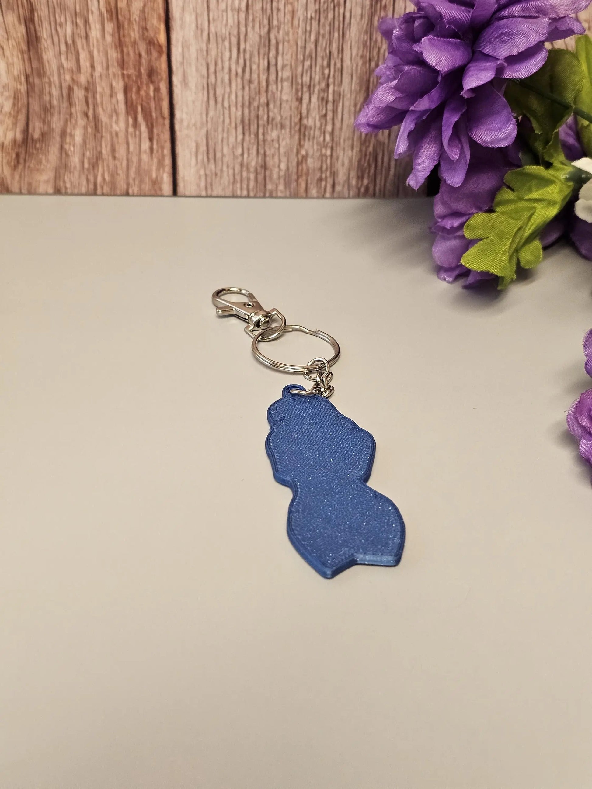 3D Printed Curvy Woman Bag Charm: Aqua Blue & Rose Gold Keychain CR3 Design Co